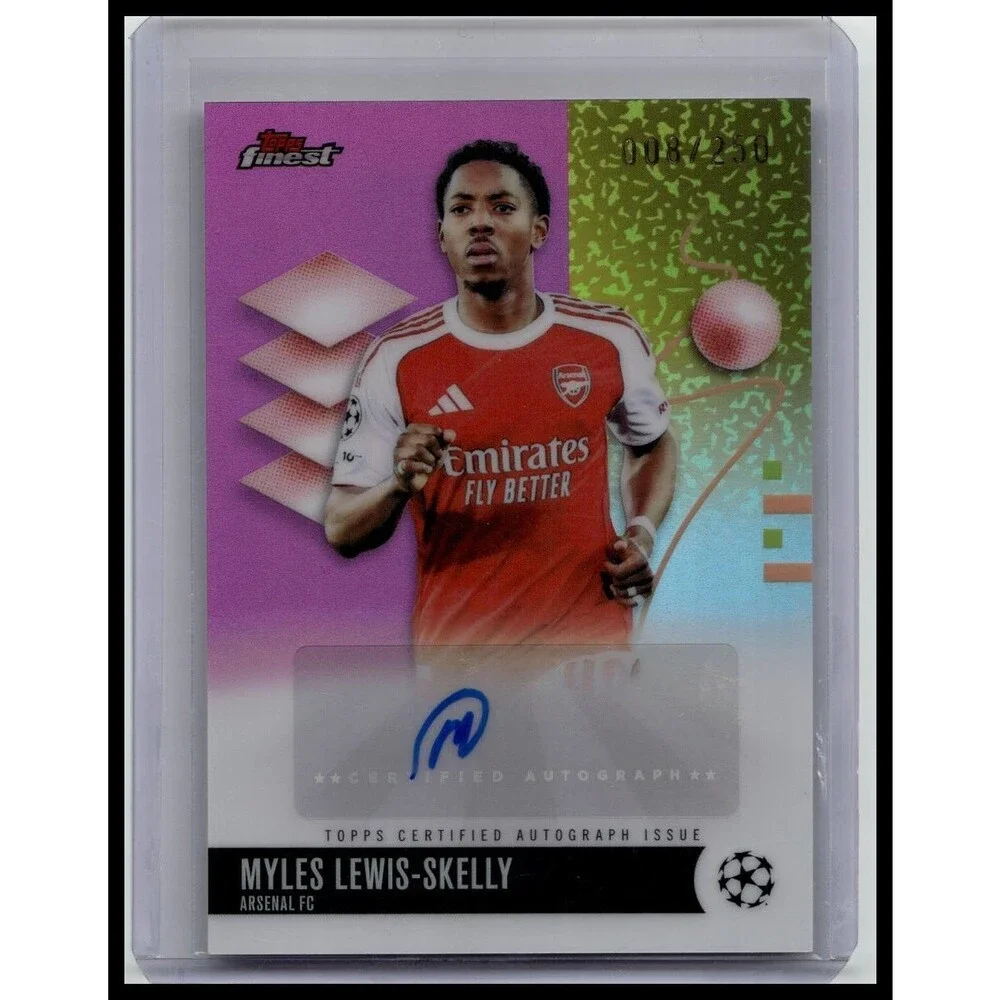 2025-26 TOPPS FINEST UEFA MYLES LEWIS-SKELLY REFRACTOR AUTO Pink /250 arsenal